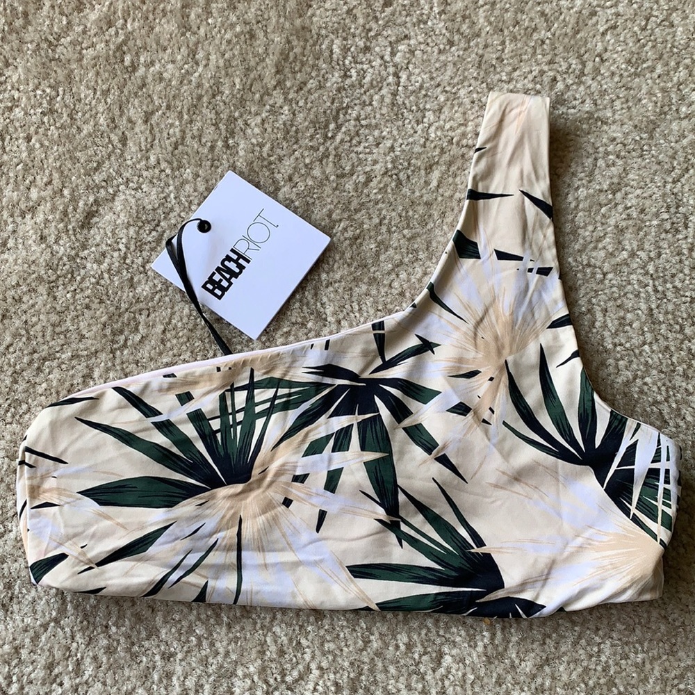 Beach Riot One-Shoulder Bikini Set in Cream and Green